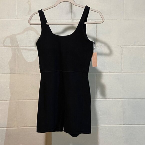 Wilo the Label Women Active Romper Black Ribbed Athleisure Workout Travel Casual - Picture 4 of 7
